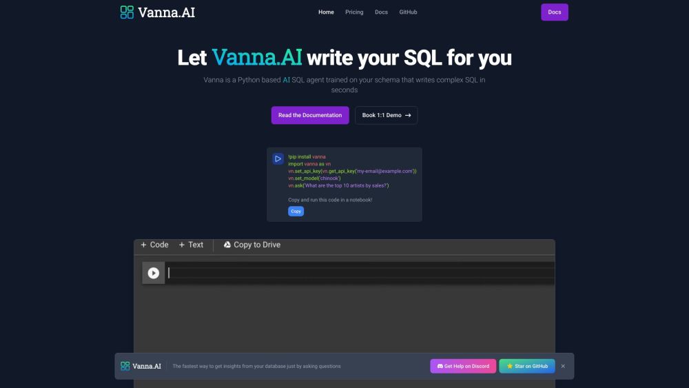 Vanna: AI Tool for SQL Generation & Business Intelligence