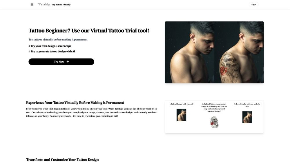 Tatship: Virtual Tattoo Trial Tool for Beginners