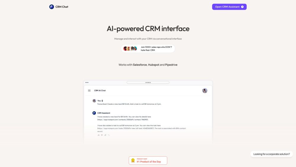 CRM Chat: AI CRM Interface for Managing & Interacting