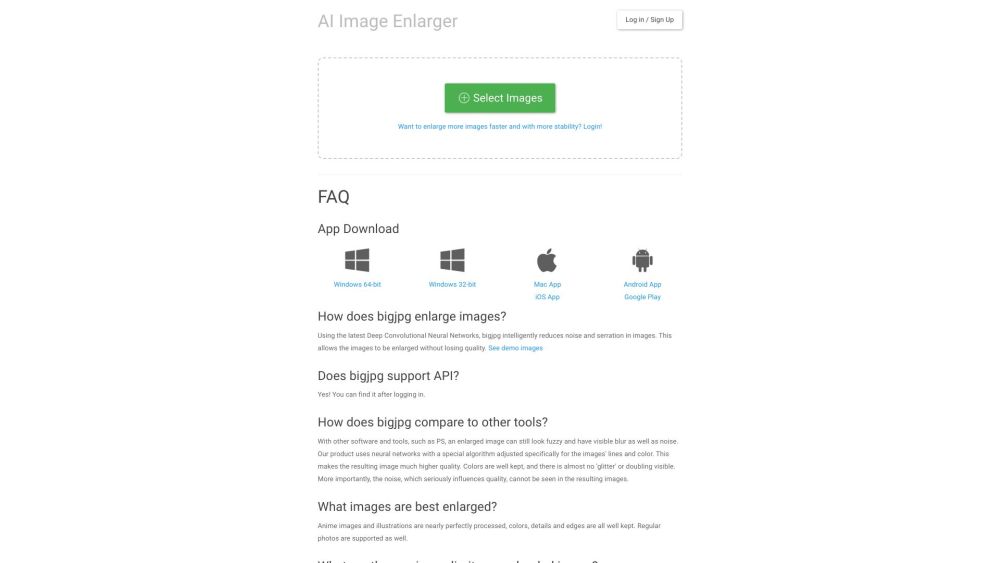 Bigjpg: AI Tool for Lossless Image Enlarging by Bigjpg