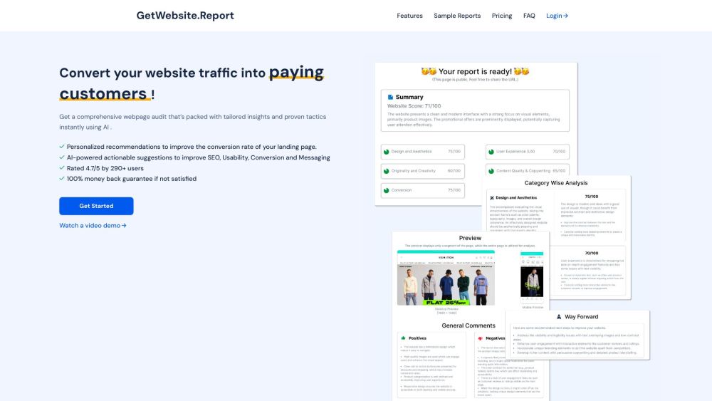 GetWebsite.Report: AI Tool for Optimal Landing Pages