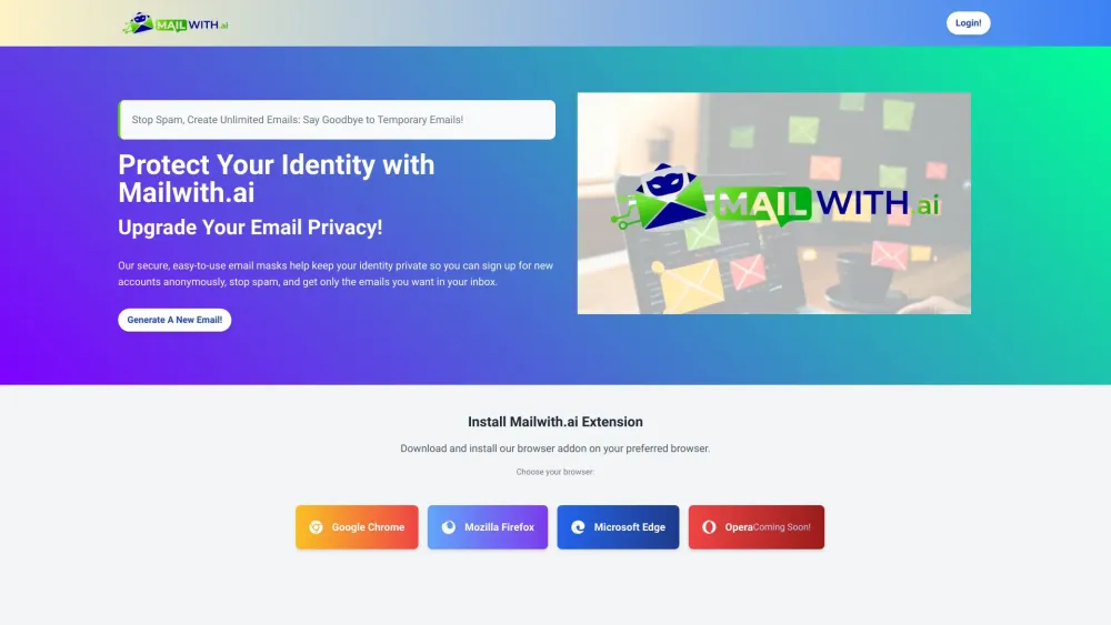 Mailwith.ai: AI Tool to Mask Email & Block Spam