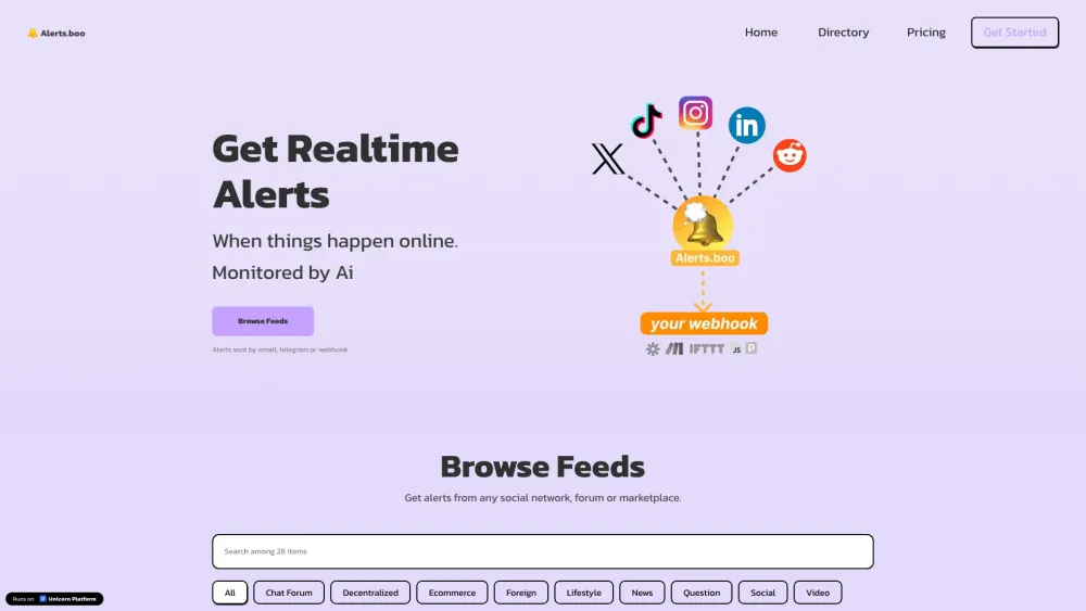 Alerts.boo: AI Tool for Social Media Alerts