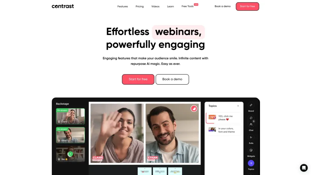 Contrast: AI Tool for Captivating Webinars with Contrast