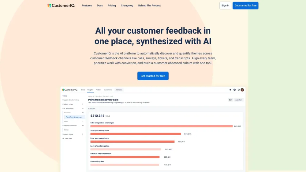 CustomerIQ: AI Platform for Aggregating Customer Feedback and Accelerating Revenue Workflows