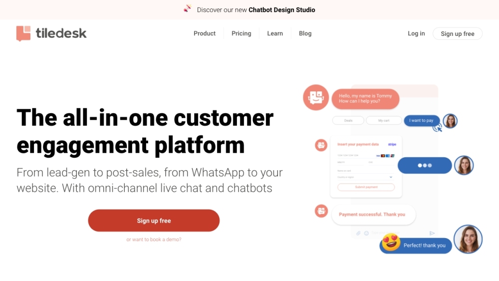 Tiledesk: AI Tool for Live Chat & Chatbots to Boost ROI