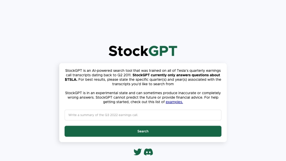 StockGPT Website screenshot