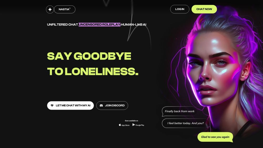 https://www.nastia.ai/: Nastia - AI Companion for Uncensored Conversations & Emotional Support to Combat Loneliness. AI Tool for Companionship.