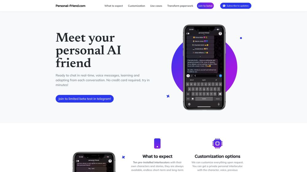 Personal-Friend.com: AI Tool for Customizable Interactive Friends