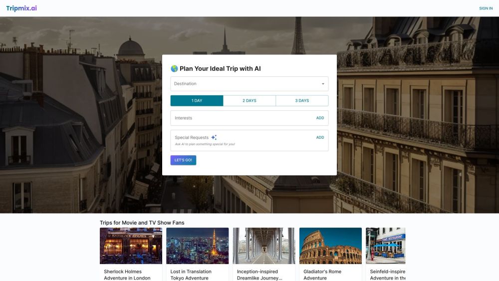 TripMix: Personalized trips powered by AI - AI tool