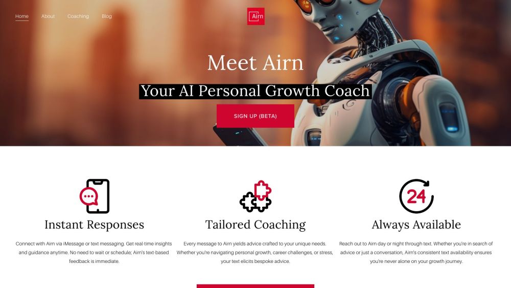Airn: AI Tool for Personal Growth Coaching on iMessage