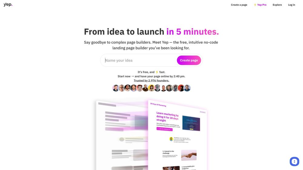 Yep.so: AI Tool for Free No-Code Landing Pages