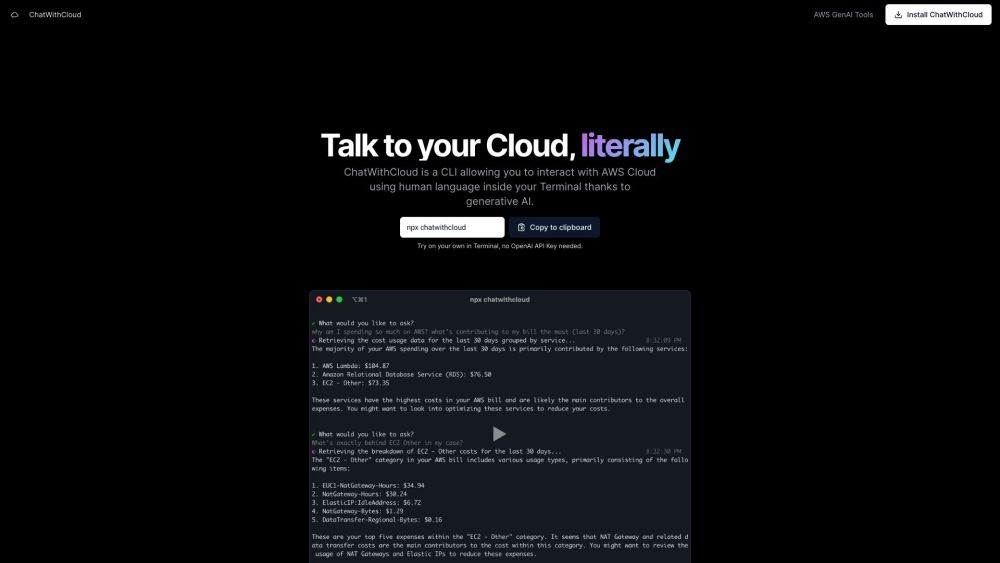 ChatWithCloud: AI Tool for AWS Cloud Management in Terminal