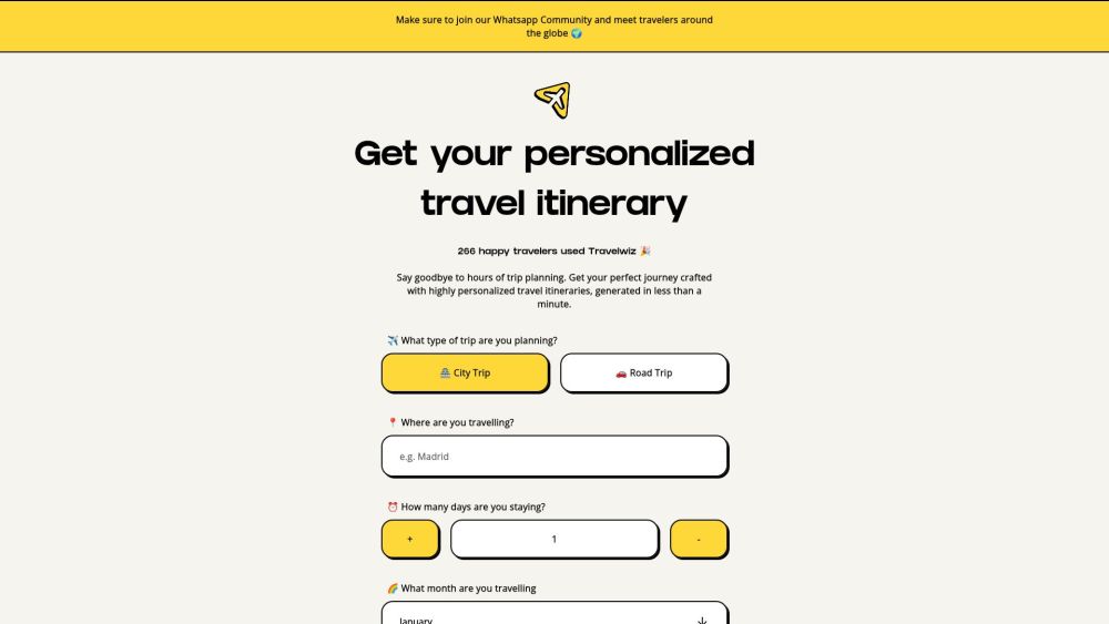 Travelwiz: AI Tool for Personalized Itineraries