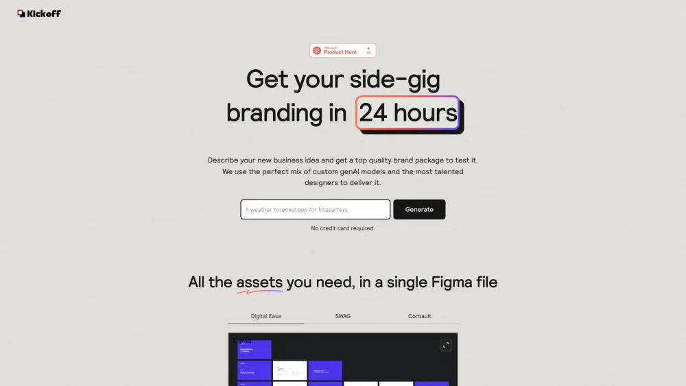 Kickoff: Side-Hustler Brand Packages AI Tool