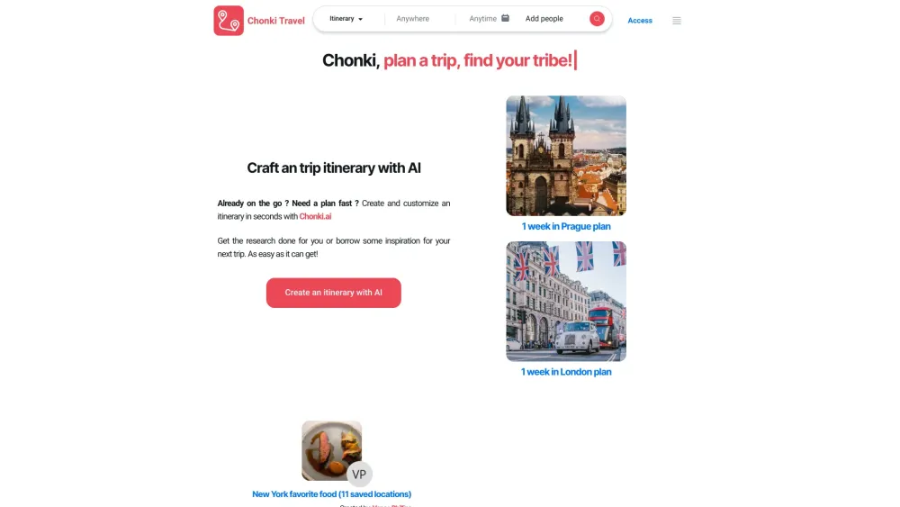 Chonki: AI Tool for Travel Community & Planning