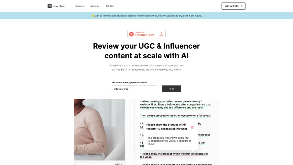 Noodle4 Ai: AI Tool for UGC & Content Review