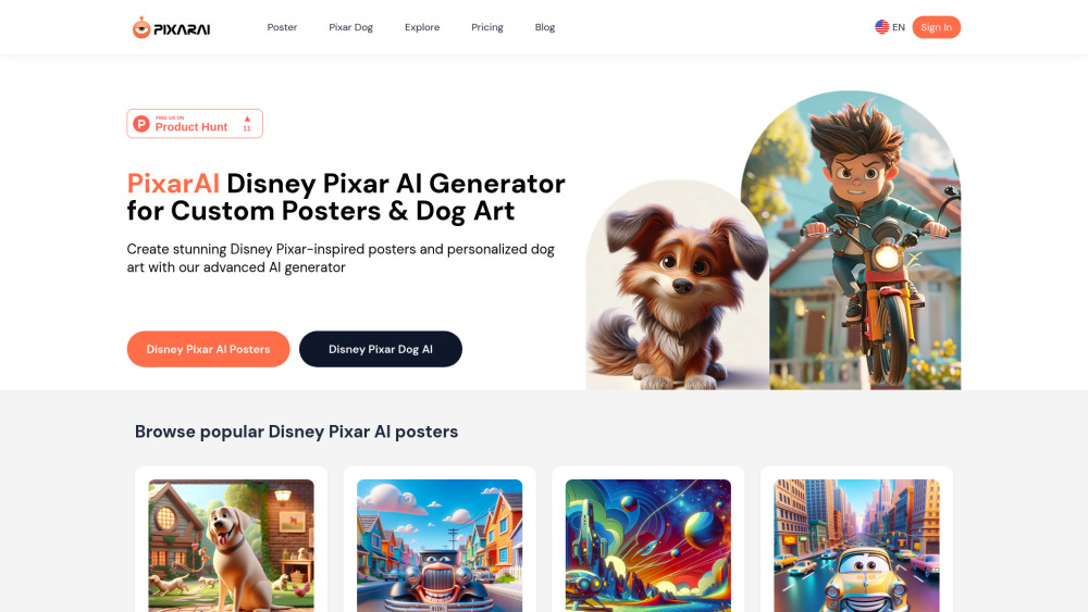 PixarAI: Disney Pixar poster & dog art generator