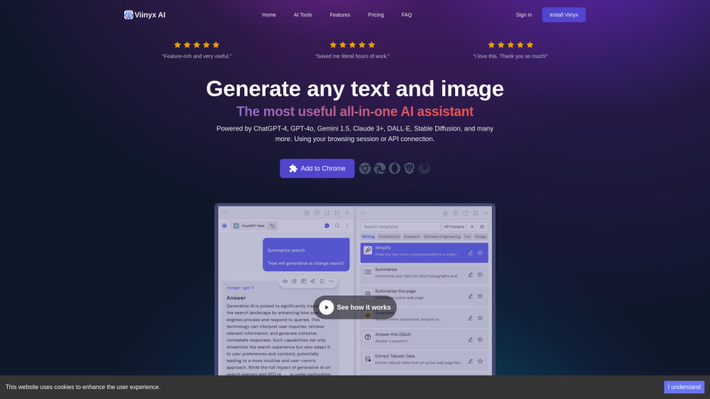 Viinyx AI Browser Assistant: AI Tools for Browsing