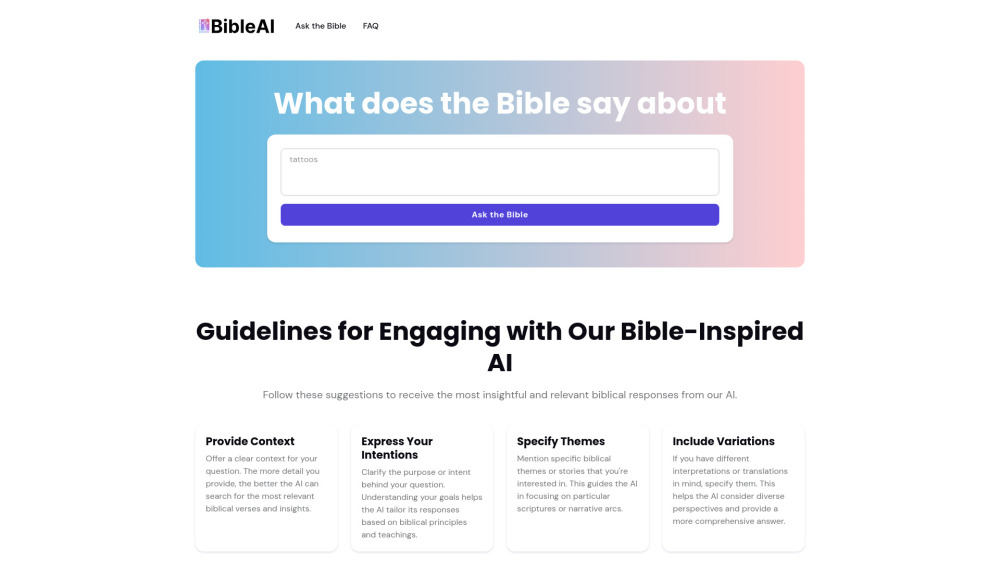 AI Bible Insights: AI Tool for Biblical Insights & Scripture Exploration