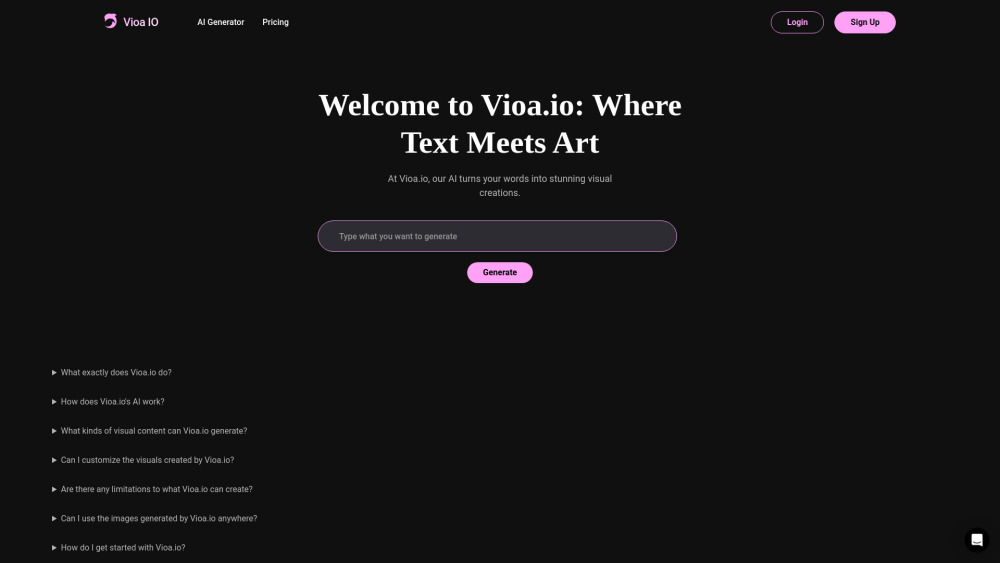 Vioa.io: AI Text-to-Visual Platform