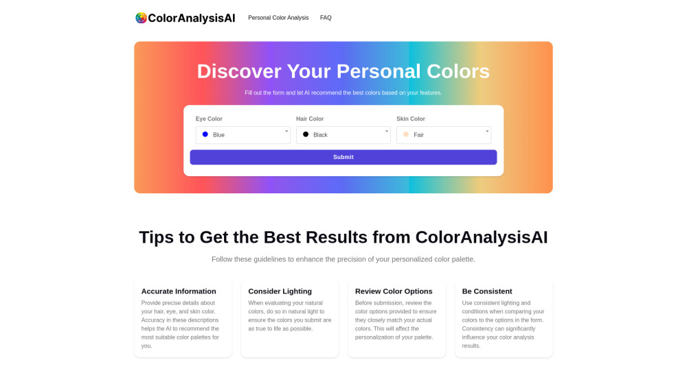 ColorAnalysisAI: AI Tool for Personalized Color Palettes