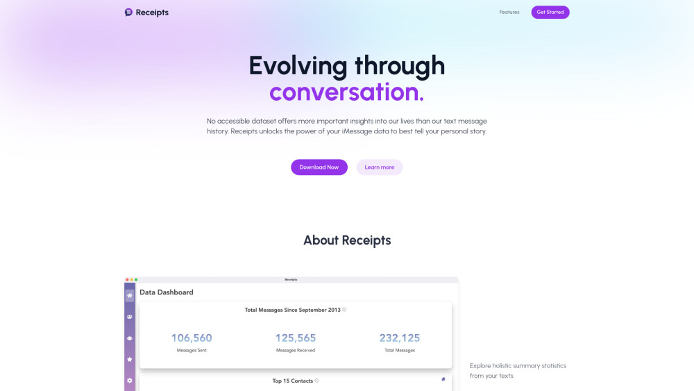 Receipts: AI Tool for Relationship Insights from Text Messages