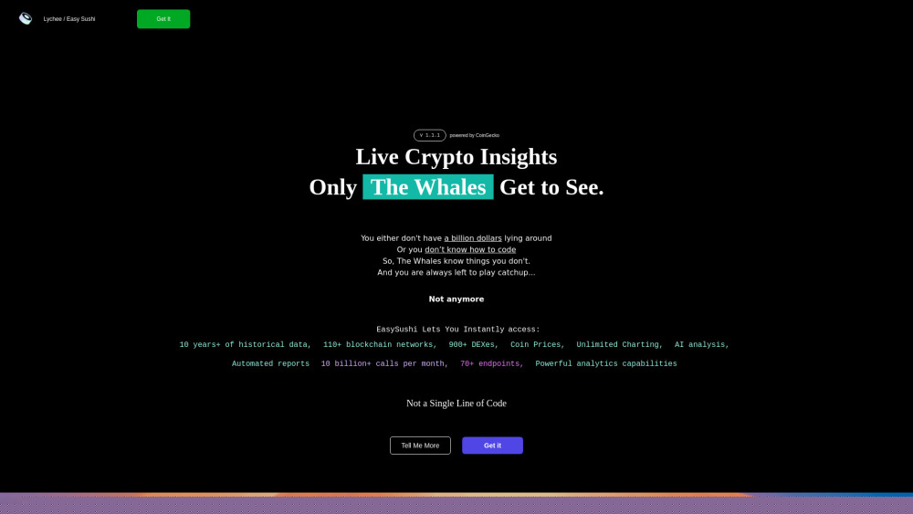 EasySushi: AI Tool for Live Crypto Insights Without Coding