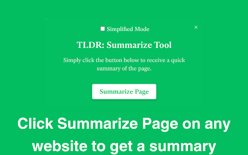 TLDR: Summarize Tool - Chrome Extension: The Ultimate AI Tool for Webpage Summaries