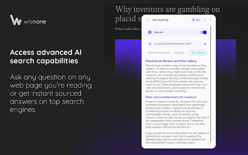 Wiseone - Chrome Extension: AI Tool for Smarter Browsing