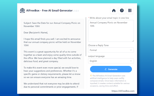 Free AI Email Generator - Chrome Extension: AI Tool