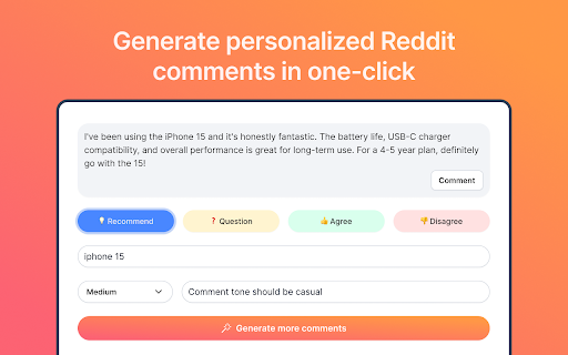 RedCom - Chrome Extension: Instantly Enhance Reddit Engagement