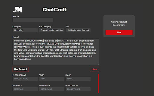 ChatCraft - Chrome Extension Website screenshot