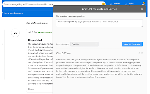 Walmart Customer Service Helper with ChatGPT: AI Tool for Walmart Support