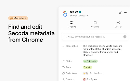 Secoda - Chrome Extension: AI Tool for Collaboration