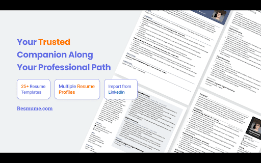 Resmume - Chrome Extension: AI Tool for Crafting Perfect Resumes