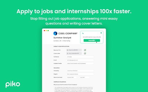 Piko - AI Tool to Automate Job Apps