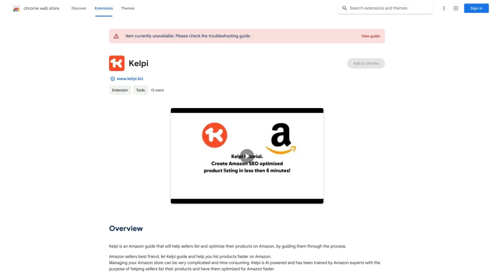 Kelpi - Chrome Extension: AI Tool for Amazon Boost
