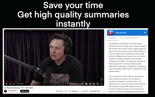 TubeSumma - Chrome Extension: AI Tool for Efficient Video Summarization