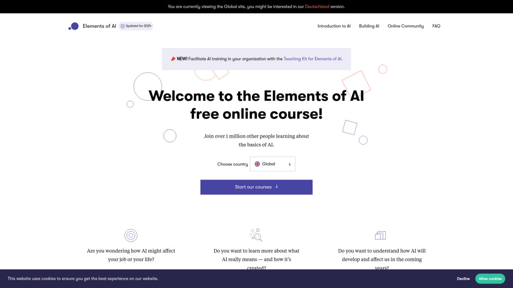 Elements of AI: Free online AI education & AI tool