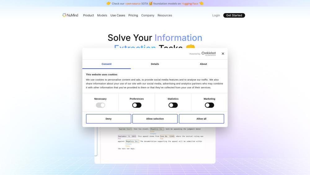 NuMind: Custom NLP models for efficient information extraction - AI tool