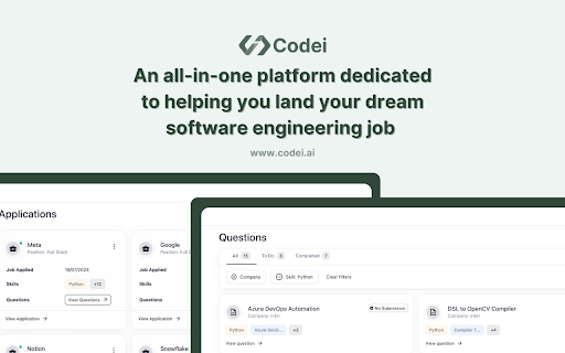 Codei - Chrome Extension Website screenshot