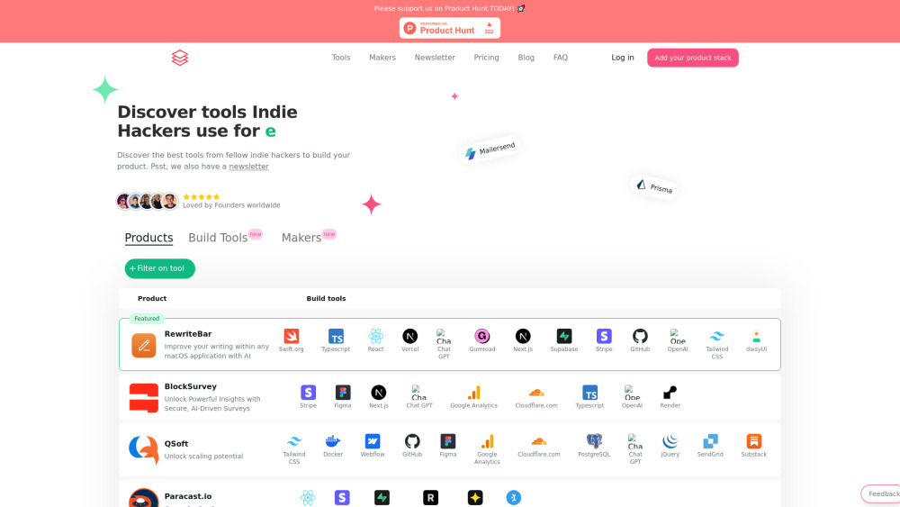 Indie Hacker Stacks: Discover Indie Products & AI Tool