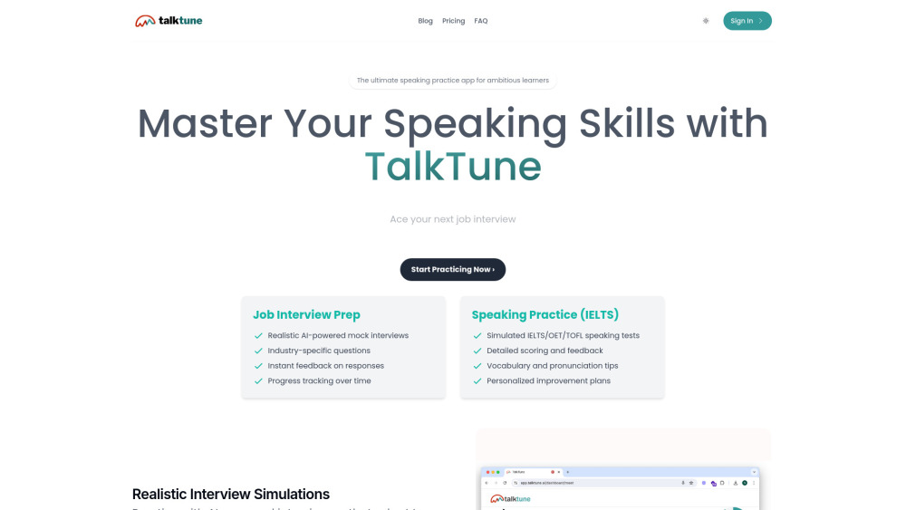 TalkTune: AI Tool for Realistic Job Practice & Feedback