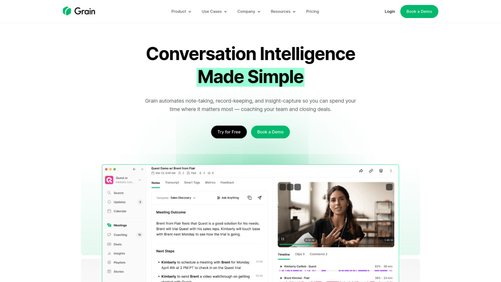 Grain: AI Tool for Conversation Intelligence & Sales Assistance
