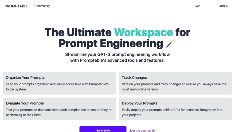 Promptable: AI Tool for Streamlining GPT-3 Prompt Workflow