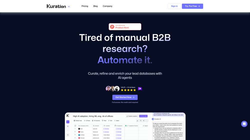 Kuration AI: AI Tool for Efficient B2B Research Tasks