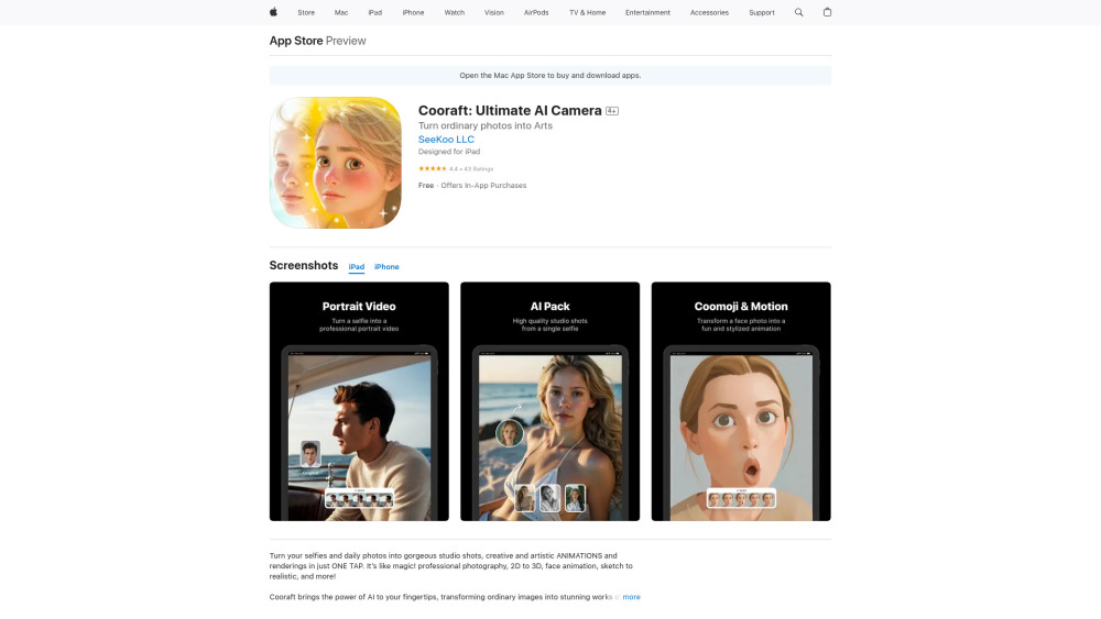 Cooraft: Ultimate AI Camera: AI Tool for Artistic Selfie Videos