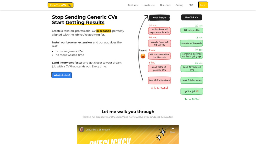 OneClickCV: AI Tool for Personalized CVs & Cover Letters